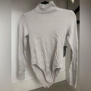 Forever 21 Silver Turtleneck Bodysuit Size S/M